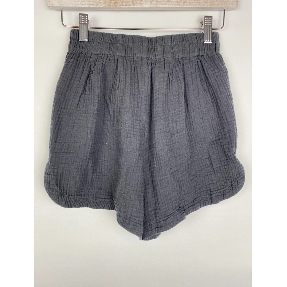 Z Supply Womens Shorts‎ XS Grey High Rise Gauze Crinkle Cotton Coastal